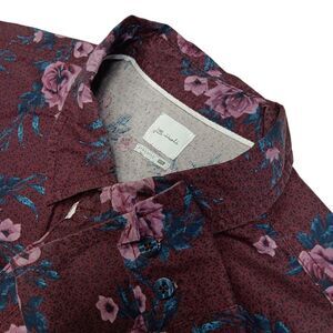 JB‎ Holt Mens XXL Button up Athletic long sleeve Floral Burgundy Extra Buttons
